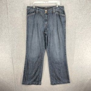 Eddie Bauer Curvy Jeans Womens Size 16R Blue High Rise Straight Leg Relaxed Fit